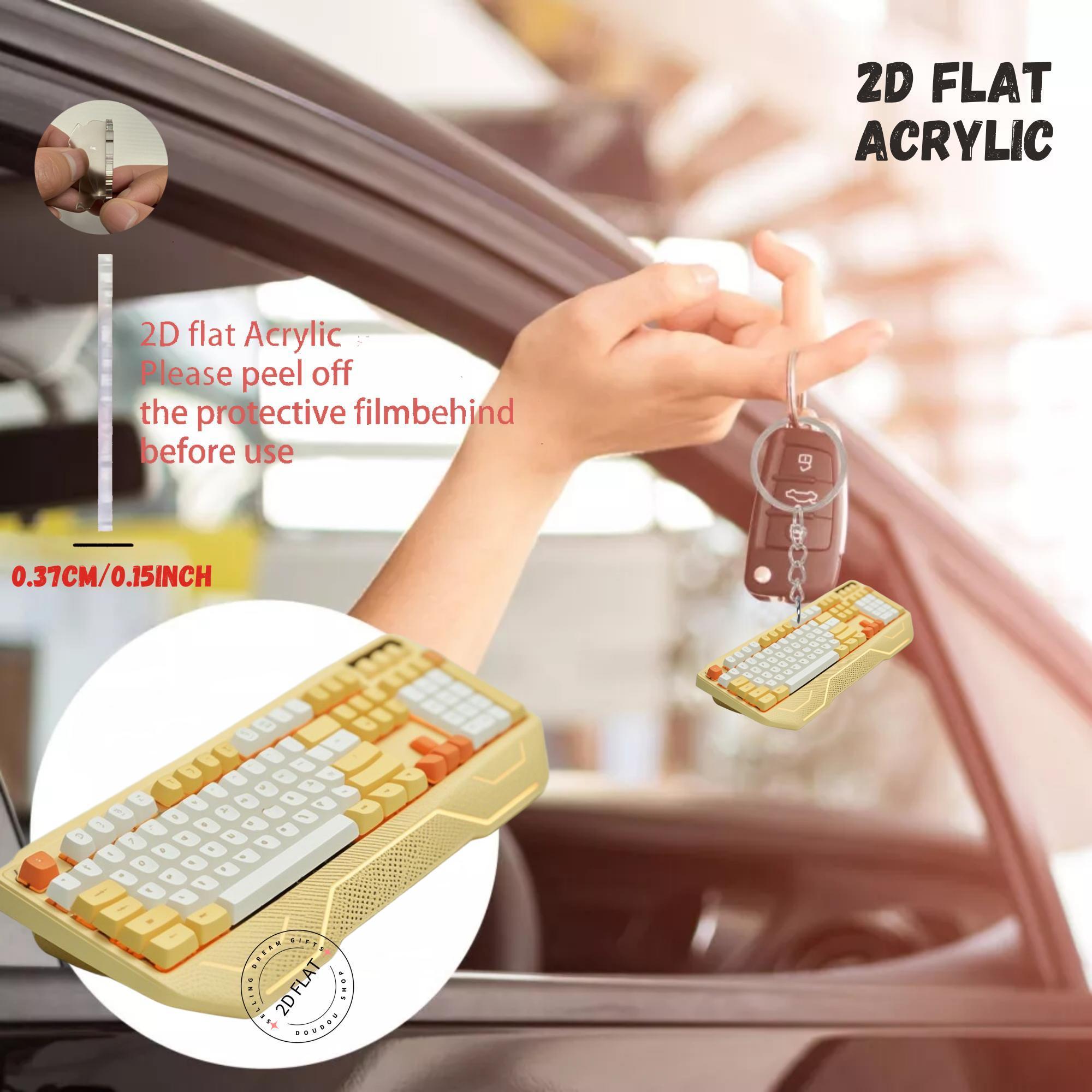 2D Keyboard Acrylic Keychain C - Tech Accessories Backpack recension och pris