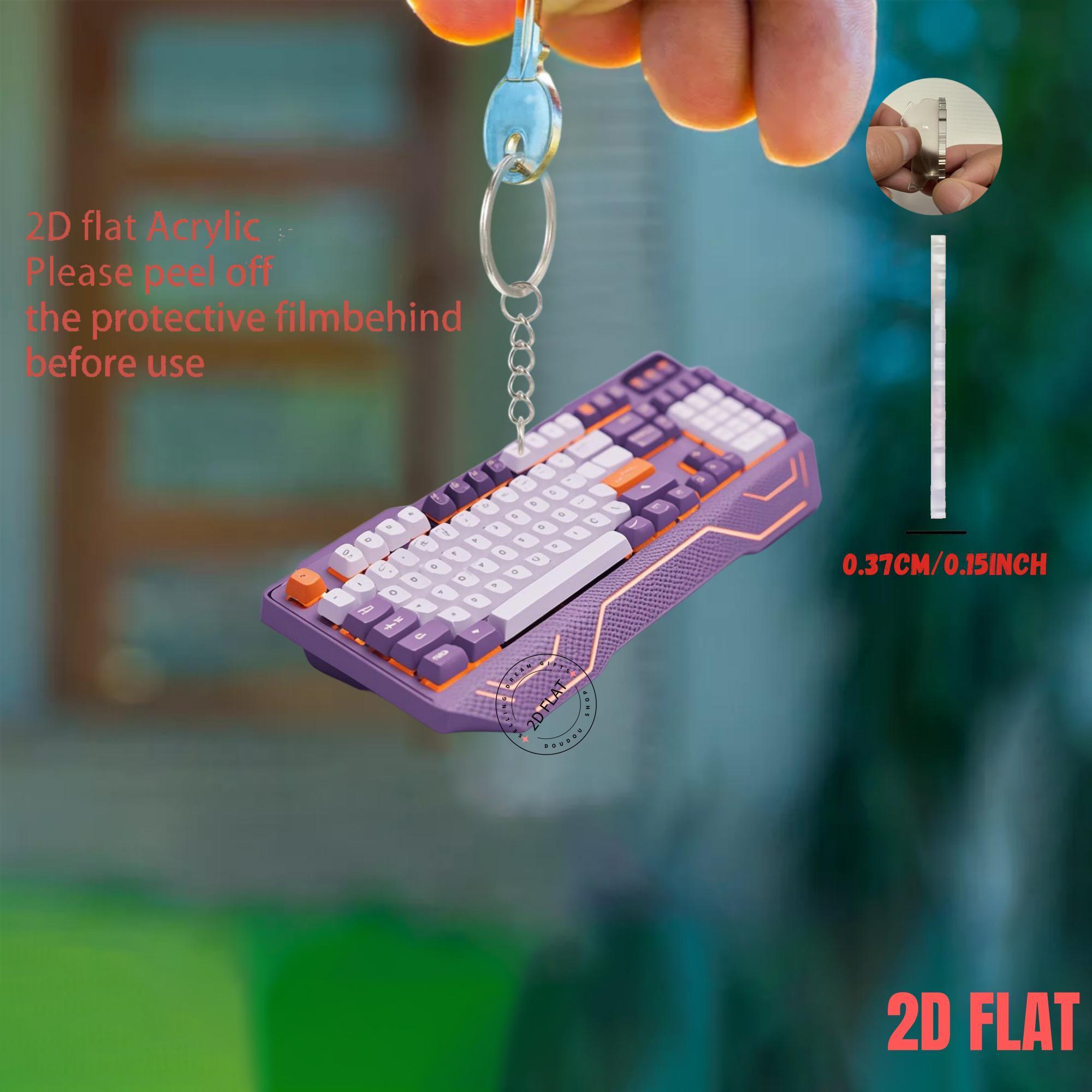 2D Keyboard Acrylic Keychain C - Tech Accessories Backpack recension och pris