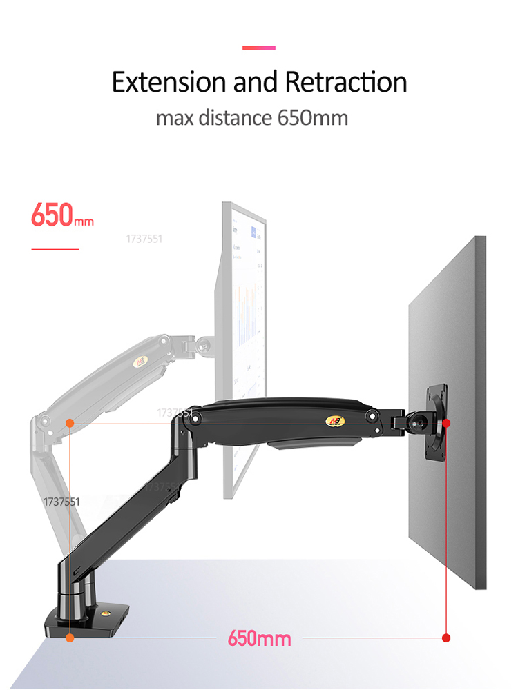 NB F195A Aluminum Gas Spring A - Monitor Arm Single recension och pris